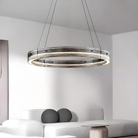 Contemporary Ring Acrylic Living Room Black Chandelier Image - 2