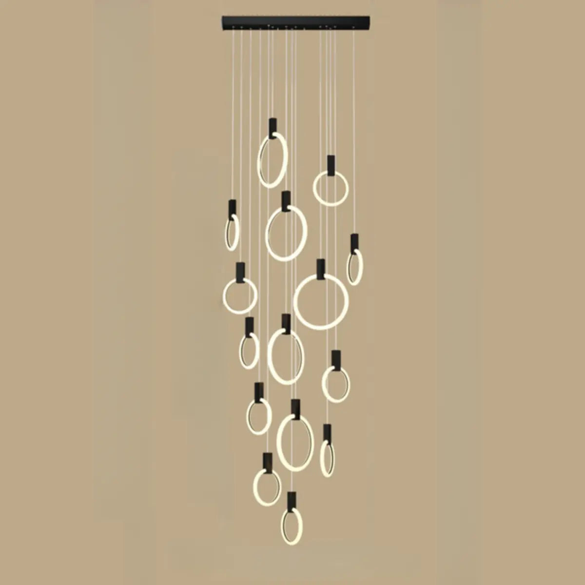Modern Stairwell Gold Acrylic Ring LED Pendant Light Image - 10
