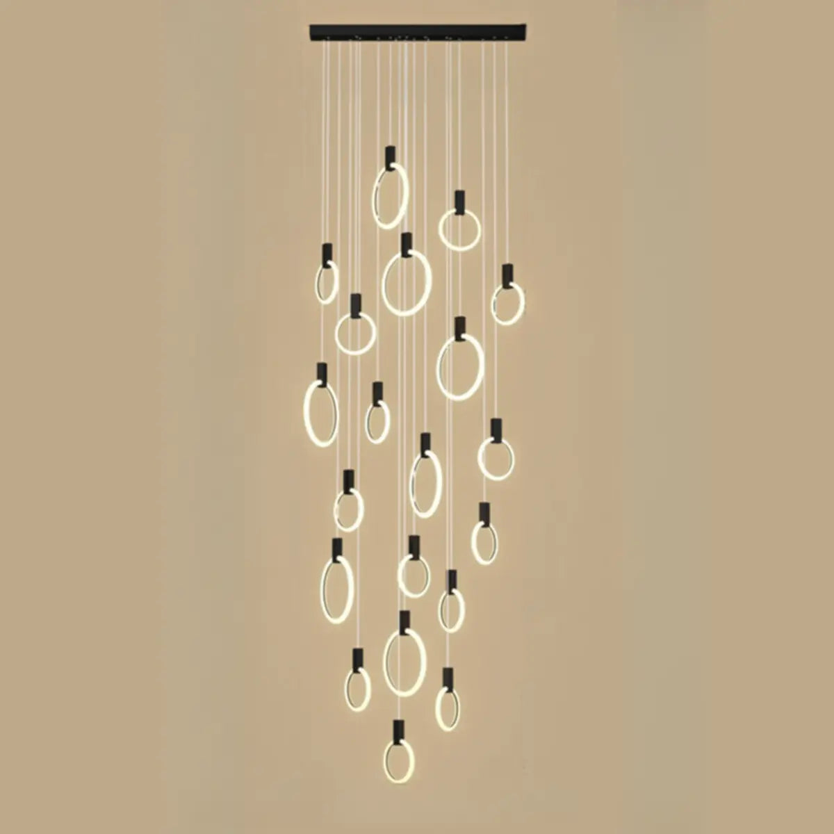 Modern Stairwell Gold Acrylic Ring LED Pendant Light Image - 11