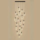 Modern Stairwell Gold Acrylic Ring LED Pendant Light Image - 11