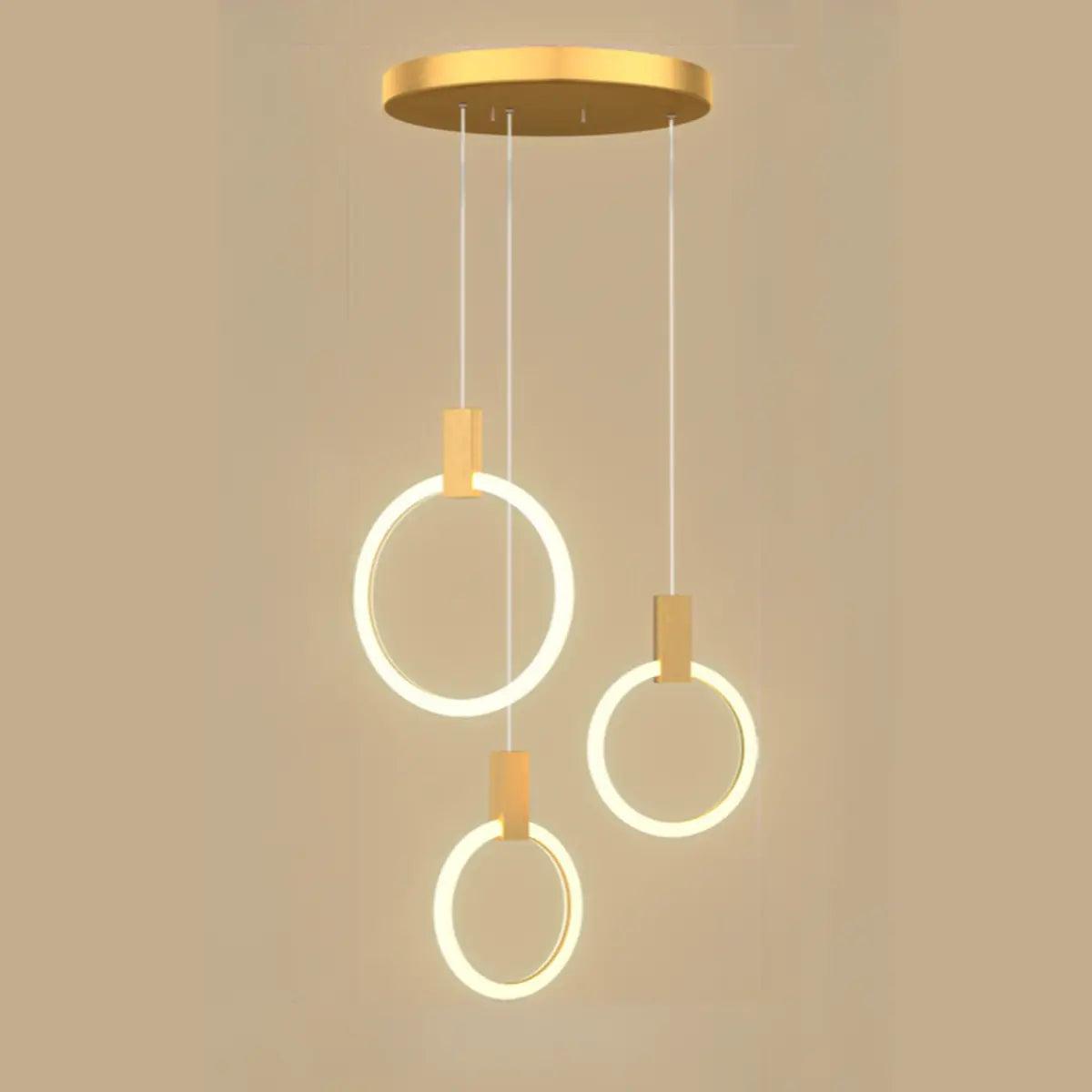 Modern Stairwell Gold Acrylic Ring LED Pendant Light Image - 12