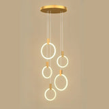 Modern Stairwell Gold Acrylic Ring LED Pendant Light Image - 13