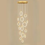 Modern Stairwell Gold Acrylic Ring LED Pendant Light Image - 16