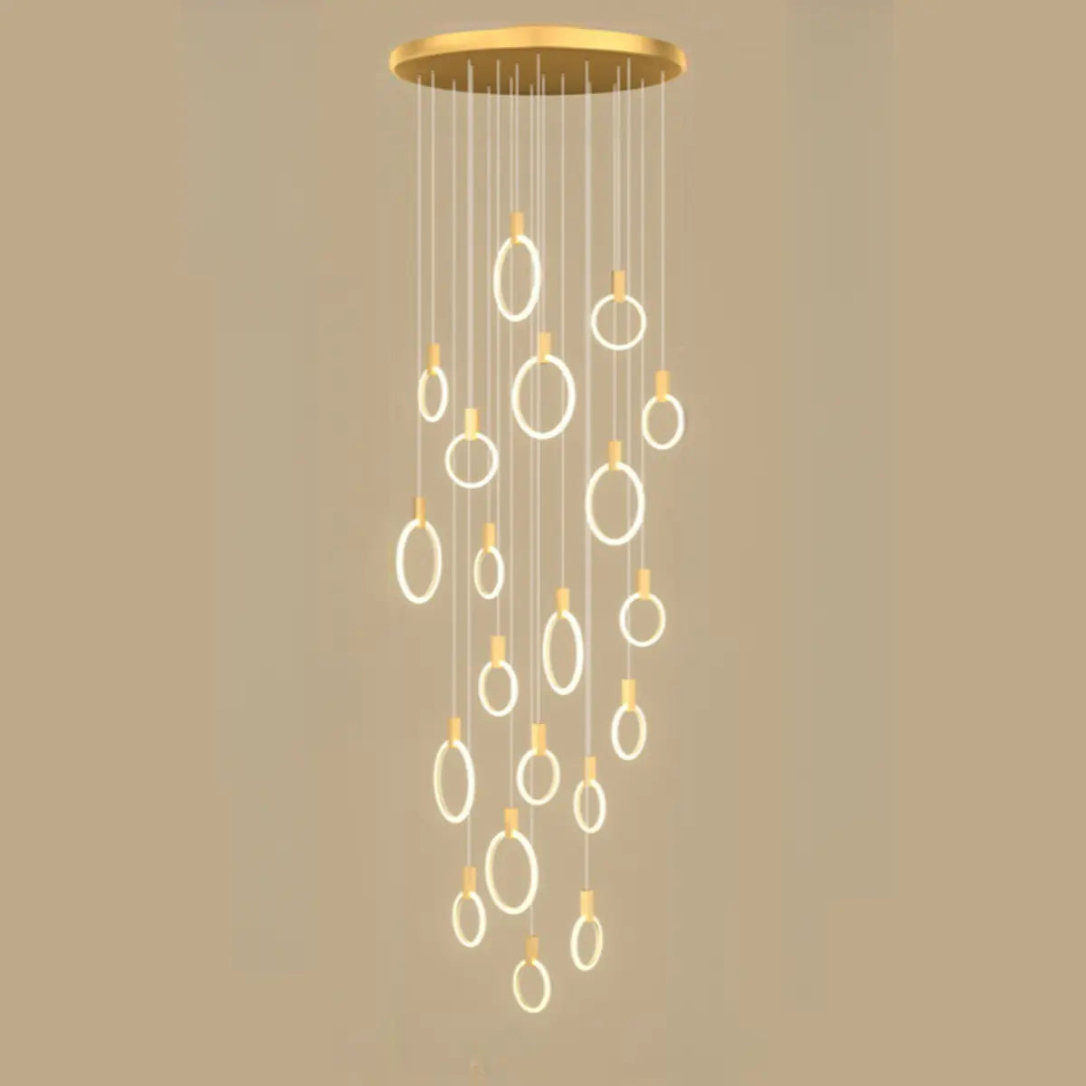 Modern Stairwell Gold Acrylic Ring LED Pendant Light Image - 17