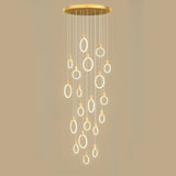 Modern Stairwell Gold Acrylic Ring LED Pendant Light Image - 17