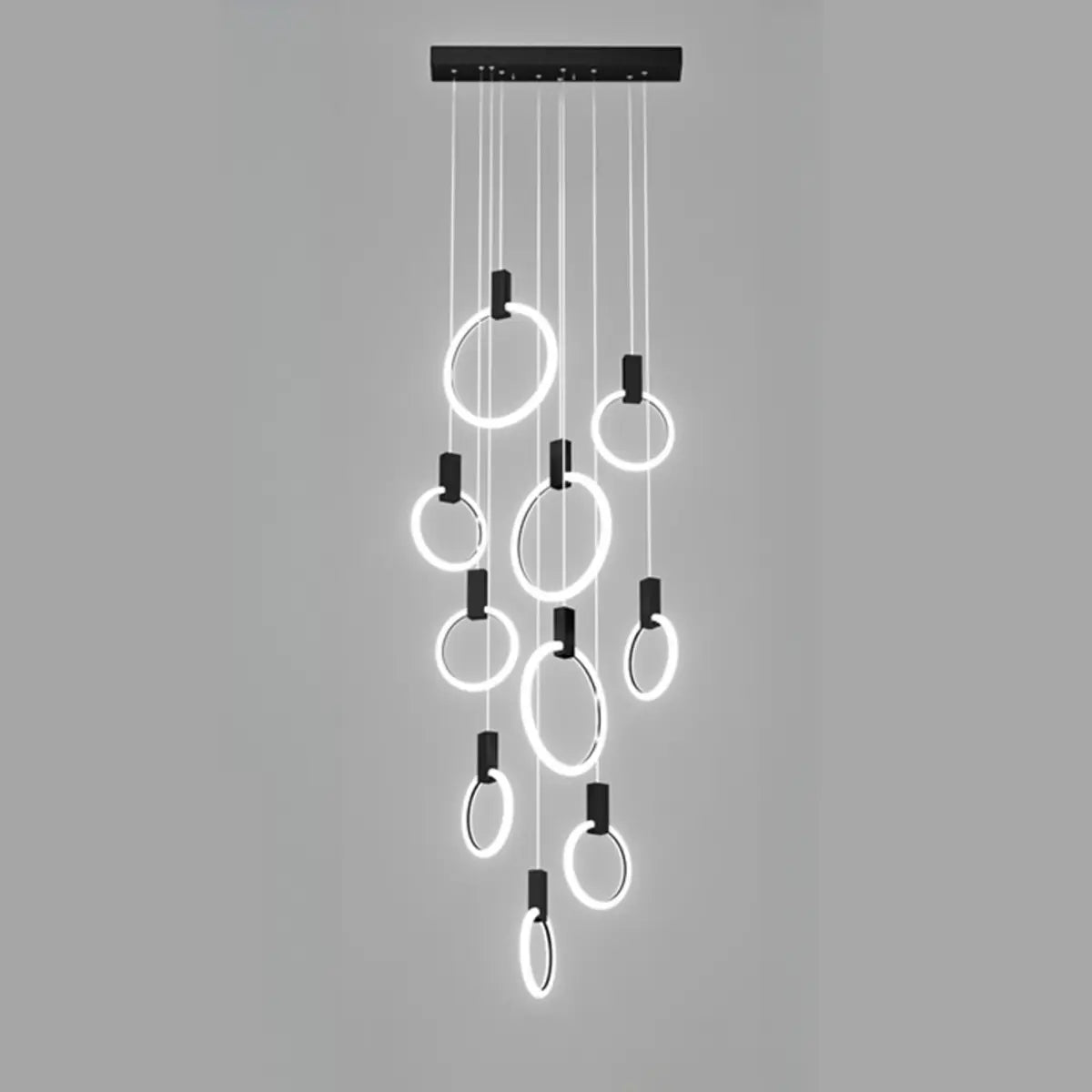 Modern Stairwell Gold Acrylic Ring LED Pendant Light Image - 18