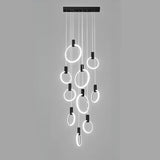 Modern Stairwell Gold Acrylic Ring LED Pendant Light Image - 18