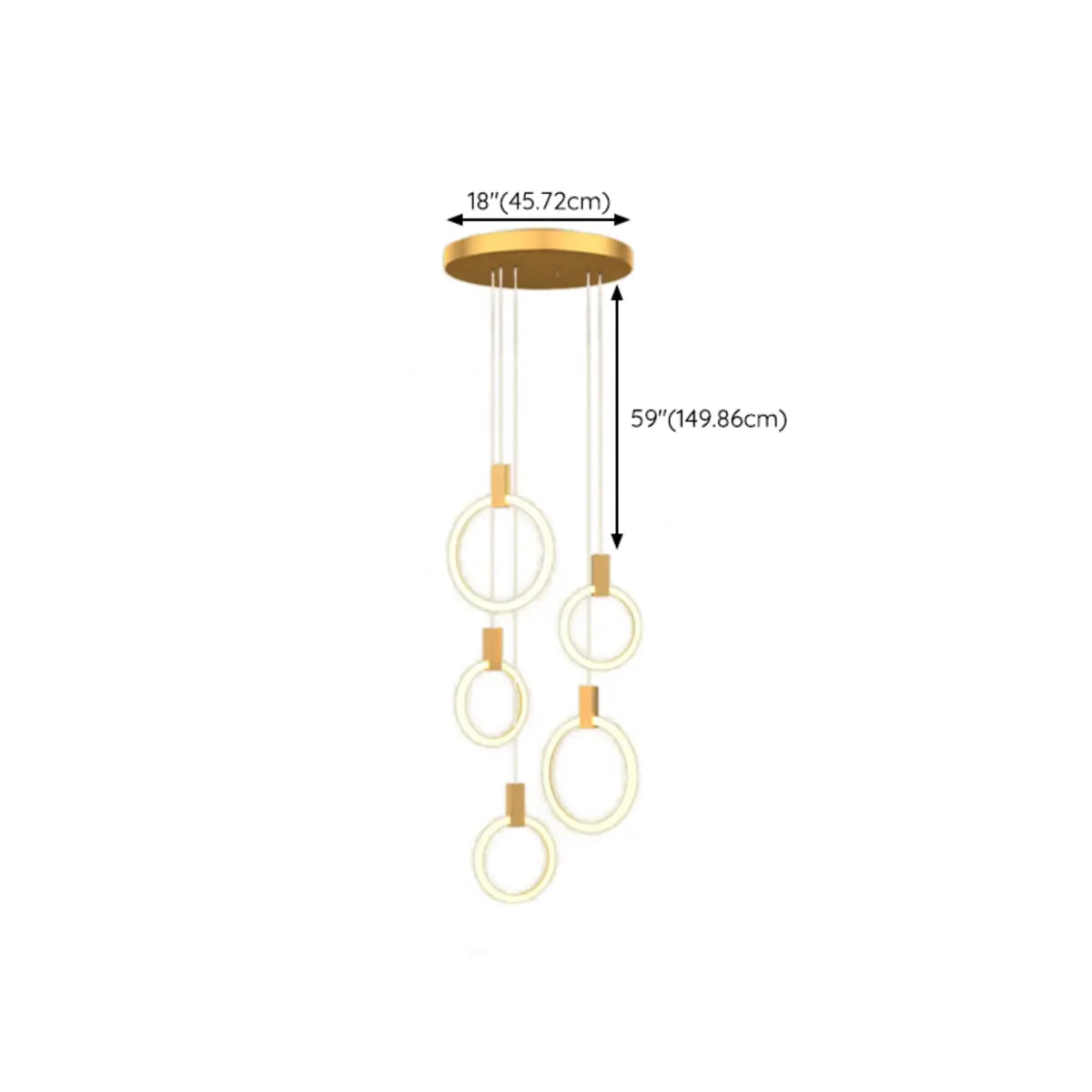 Modern Stairwell Gold Acrylic Ring LED Pendant Light Image - 25