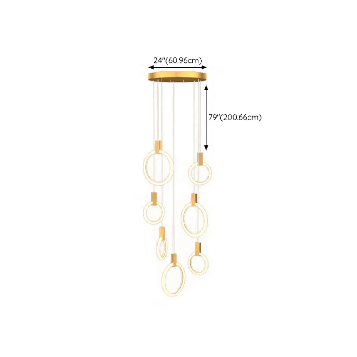 Modern Stairwell Gold Acrylic Ring LED Pendant Light Image - 27