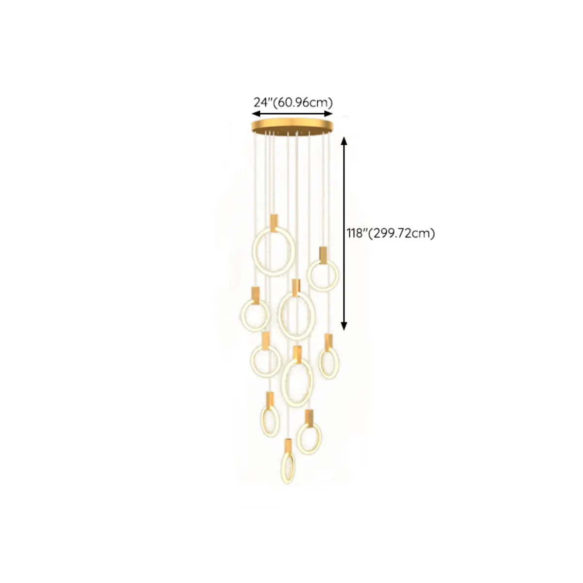 Modern Stairwell Gold Acrylic Ring LED Pendant Light Image - 29