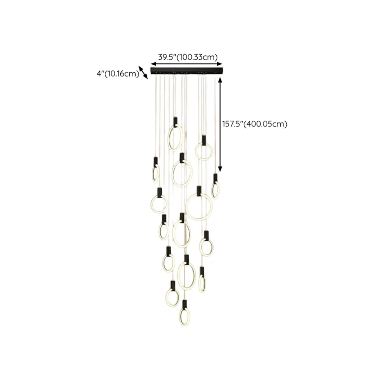 Modern Stairwell Gold Acrylic Ring LED Pendant Light Image - 34