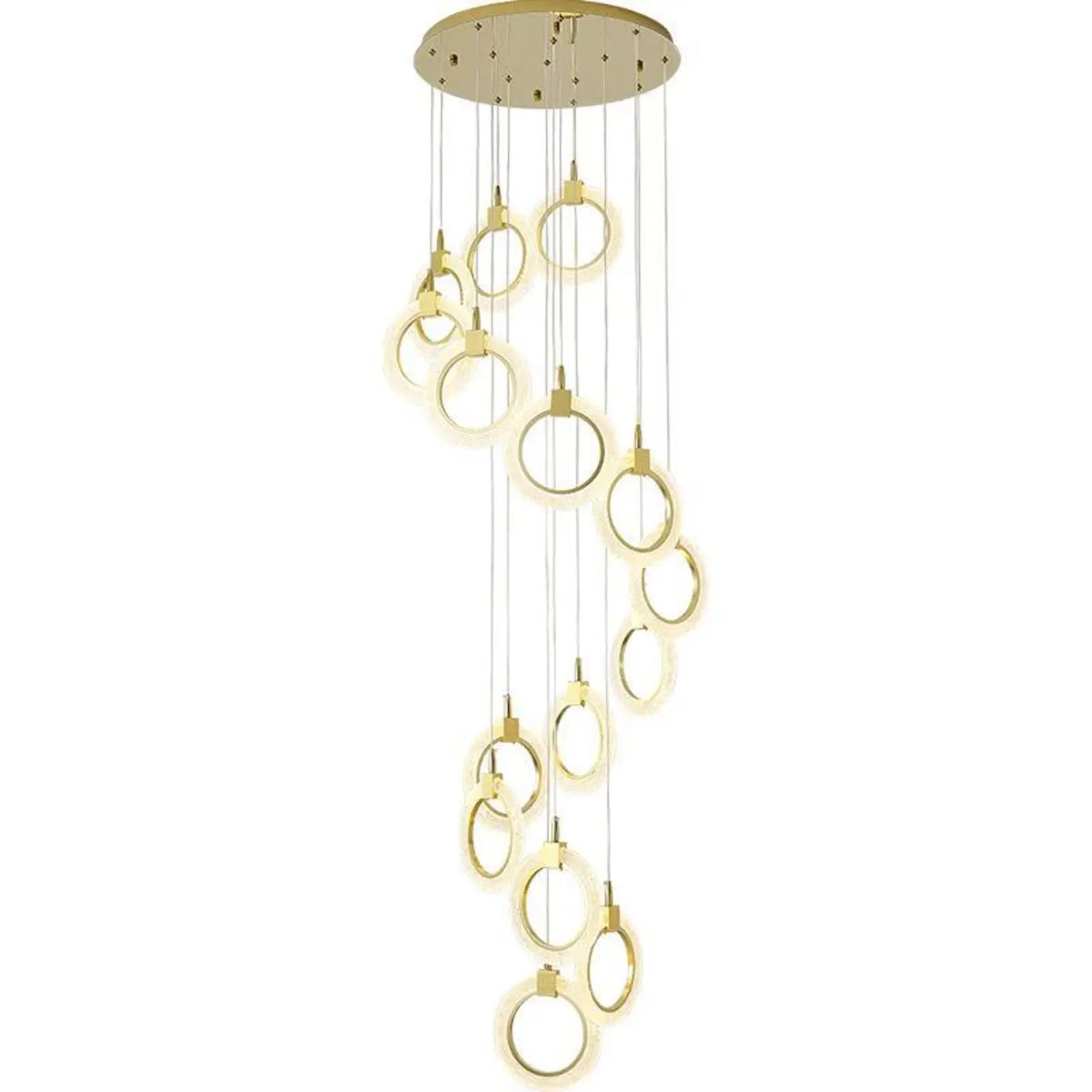 Modern Stairwell Gold Acrylic Ring LED Pendant Light Image - 5