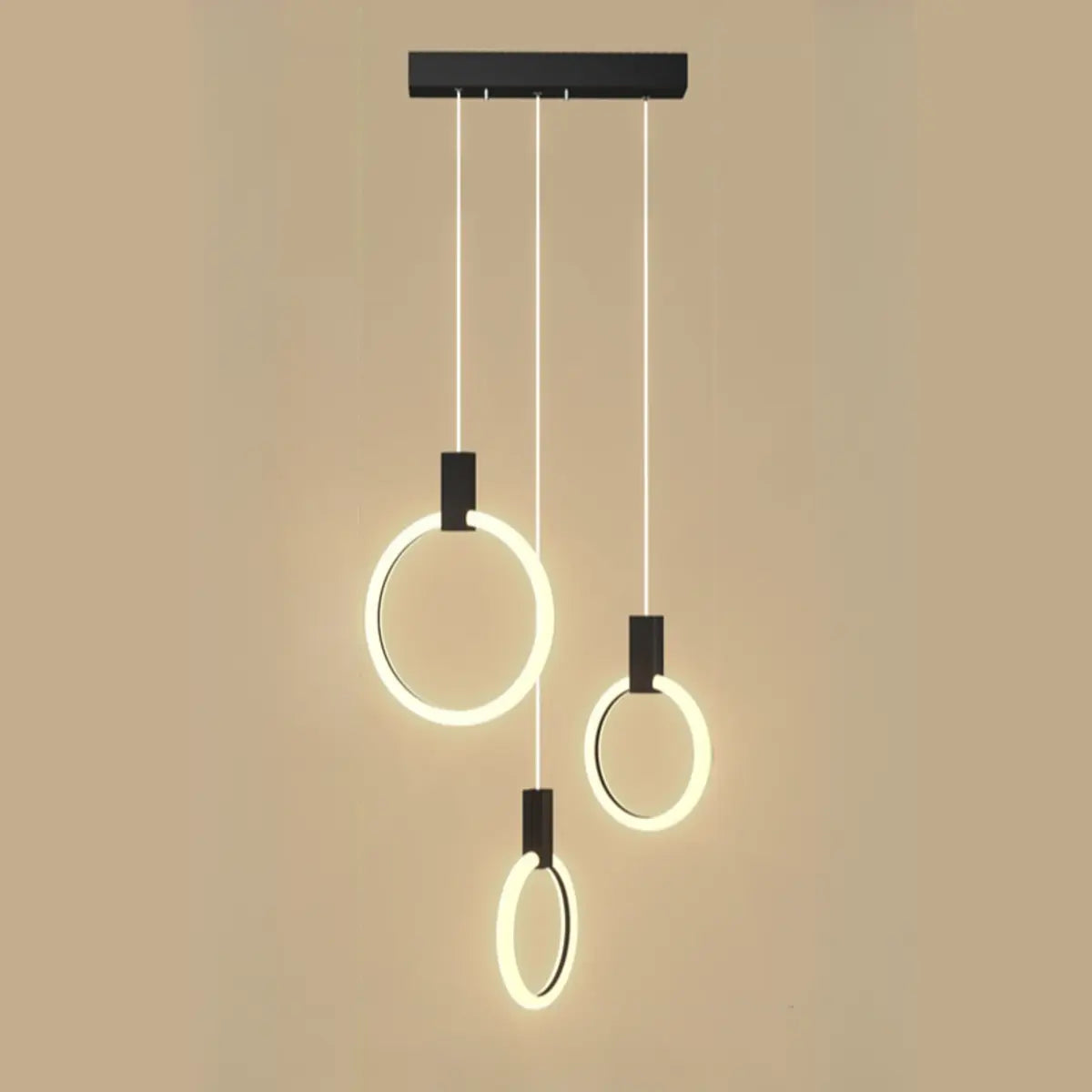 Modern Stairwell Gold Acrylic Ring LED Pendant Light Image - 6