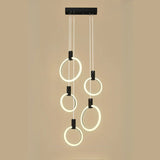 Modern Stairwell Gold Acrylic Ring LED Pendant Light Image - 7