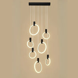 Modern Stairwell Gold Acrylic Ring LED Pendant Light Image - 8