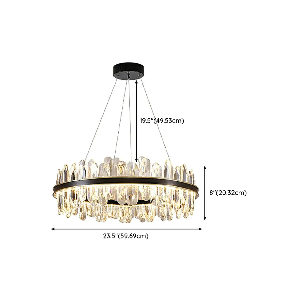 Contemporary Ring Crystal Living Room Black Chandelier 