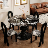 Contemporary Round Black And White Stone Tabletop Dining Table Image - 1