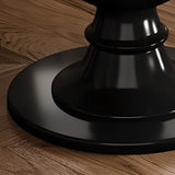 Contemporary Round Black And White Stone Tabletop Dining Table Image - 6