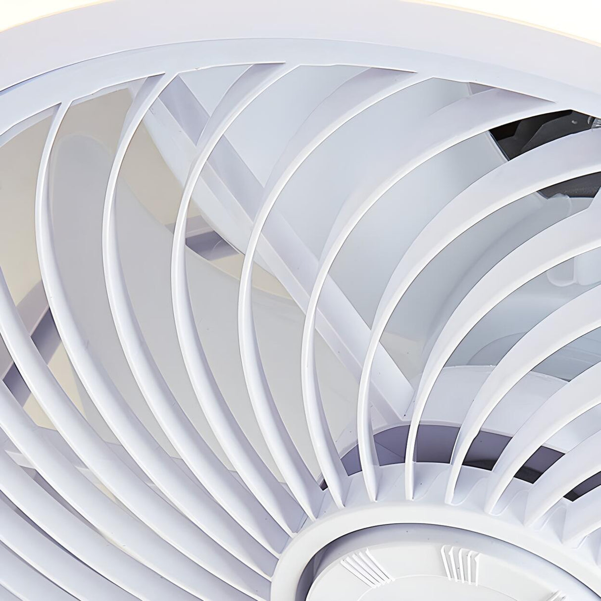 Contemporary Round Bladeless LED Ceiling Fan with Light Image - 14