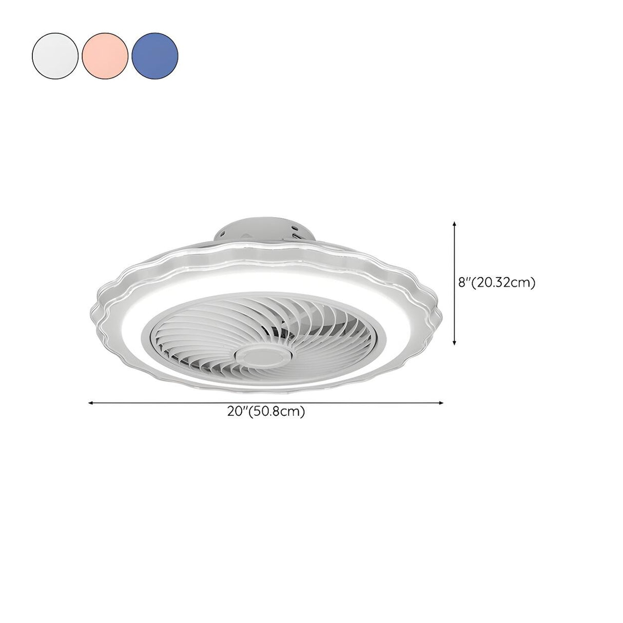 Contemporary Round Bladeless LED Ceiling Fan with Light 