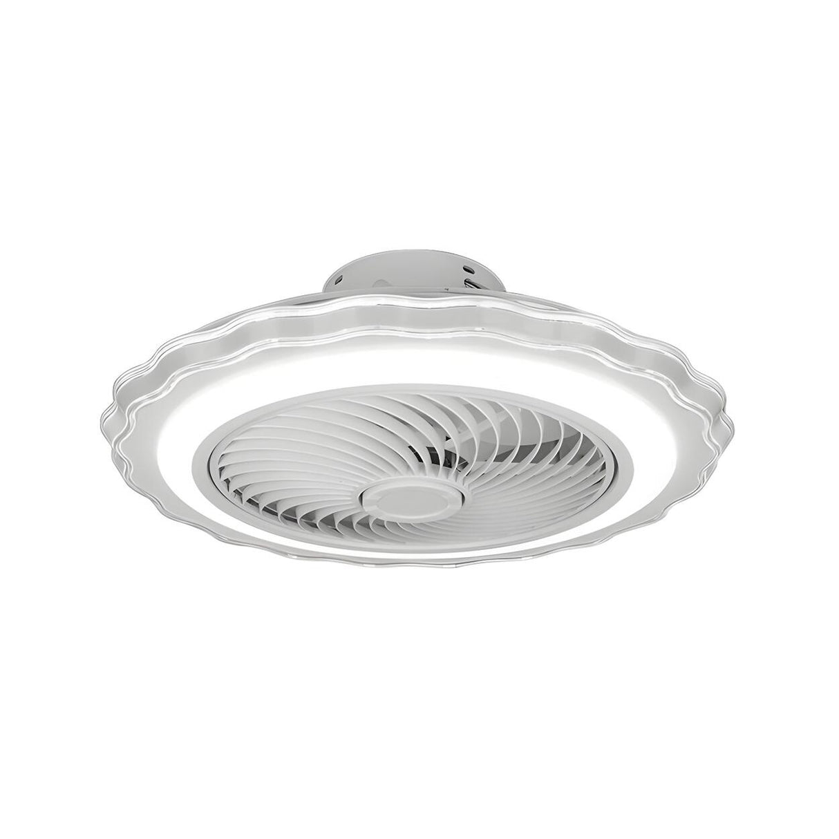 Contemporary Round Bladeless LED Ceiling Fan with Light Image - 3
