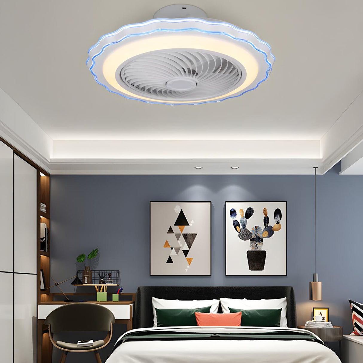 Contemporary Round Bladeless LED Ceiling Fan with Light Image - 4