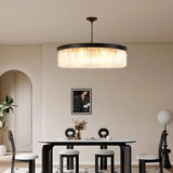 Contemporary Round Crystal Dining Room Black Chandelier Image - 1