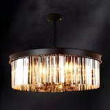 Contemporary Round Crystal Dining Room Black Chandelier Image - 2