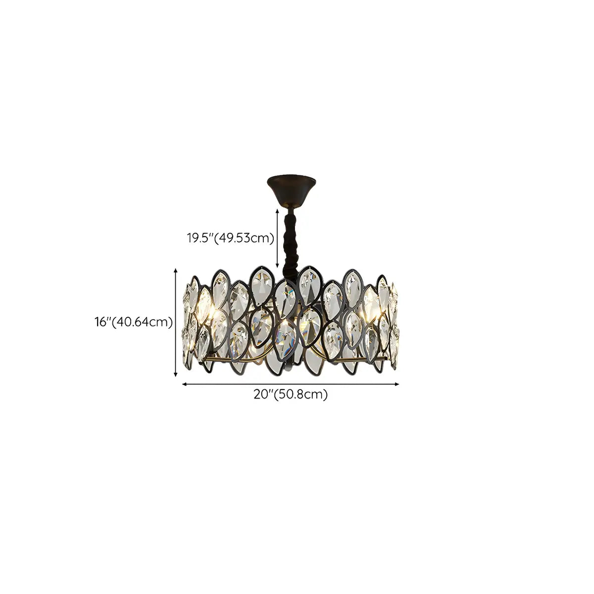 Contemporary Round Crystal Living Room Black Chandelier 