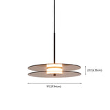 Contemporary Round Disc Amber Glass Bedroom Pendant Light #size