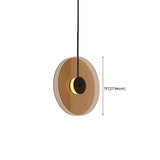 Contemporary Round Disc Amber Glass Bedroom Pendant Light Image - 14