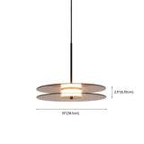 Contemporary Round Disc Amber Glass Bedroom Pendant Light Image - 15