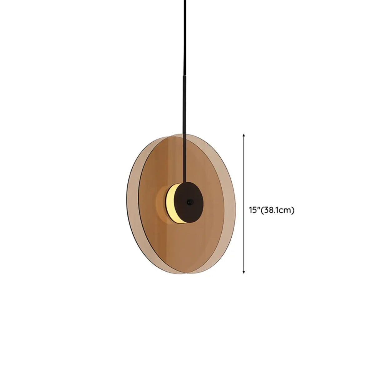 Contemporary Round Disc Amber Glass Bedroom Pendant Light Image - 16