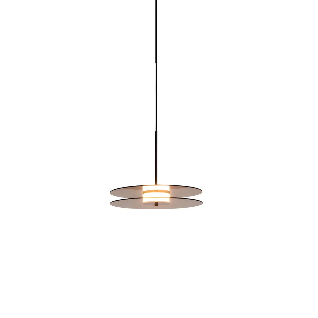 Contemporary Round Disc Amber Glass Bedroom Pendant Light Image - 5