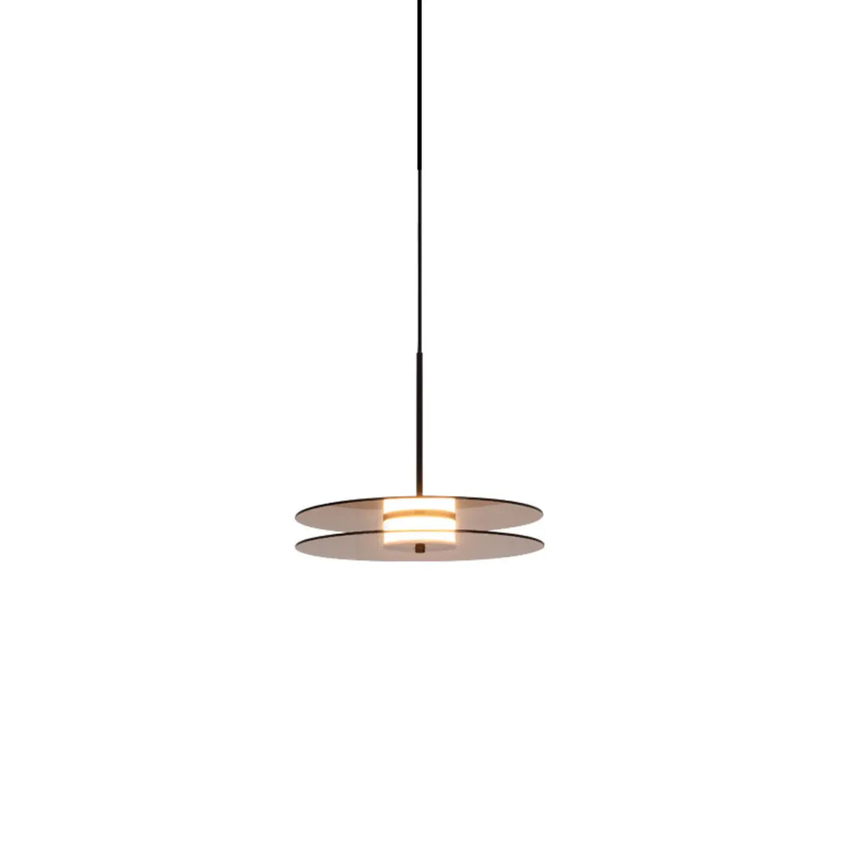 Contemporary Round Disc Amber Glass Bedroom Pendant Light Image - 6