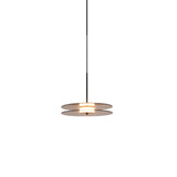 Contemporary Round Disc Amber Glass Bedroom Pendant Light Image - 6