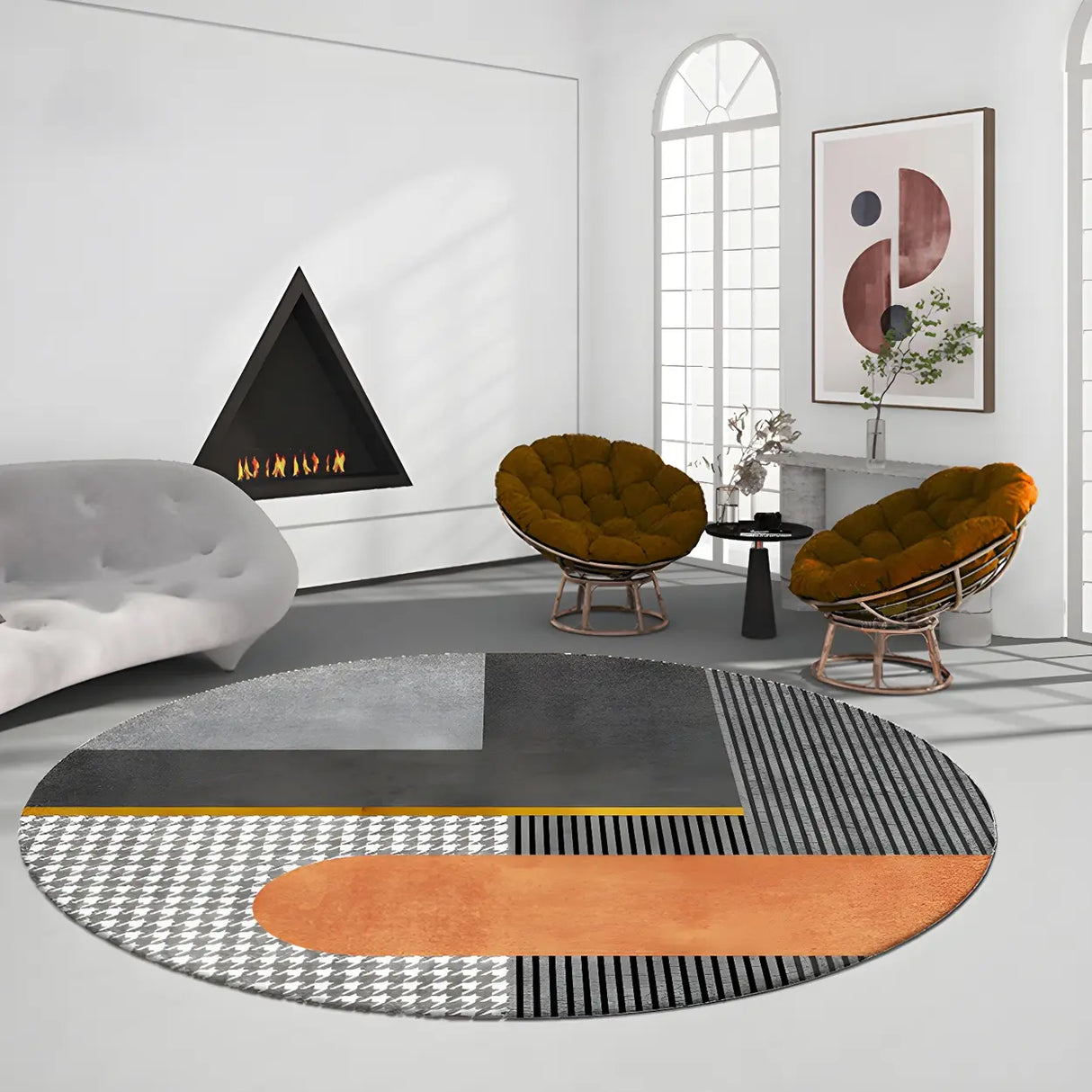 Contemporary Round Polyester Multi-Color Large Rug Image - 9