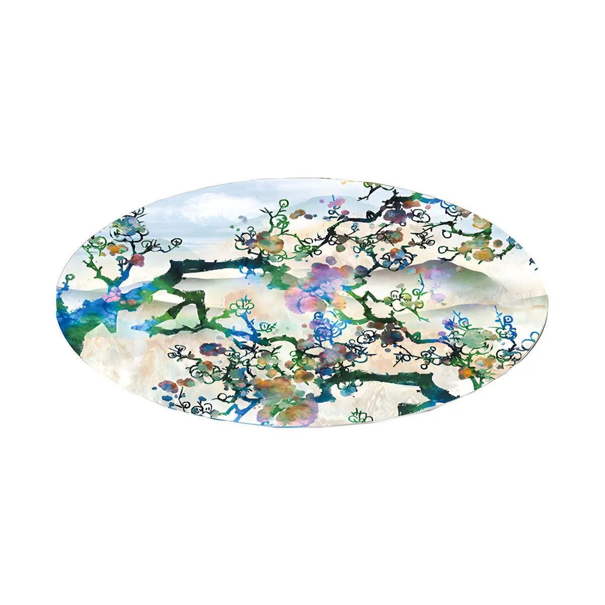 Contemporary Round Polyester Scenic Print Area Rug Image - 10