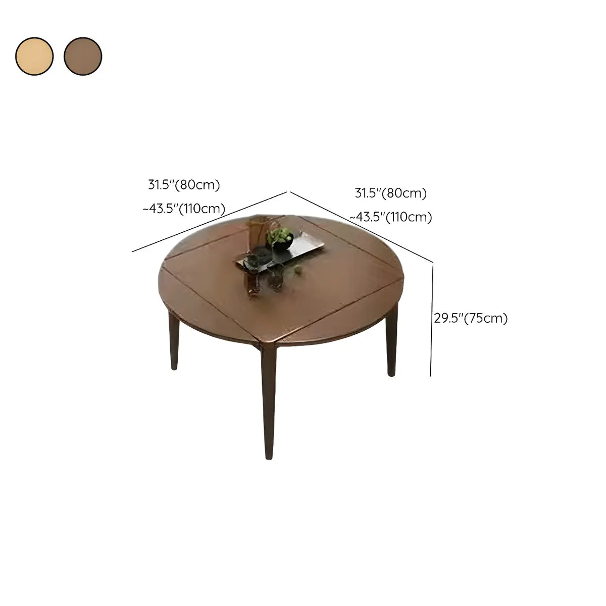 Contemporary Round Rubber Wood Dining Table Extendable 