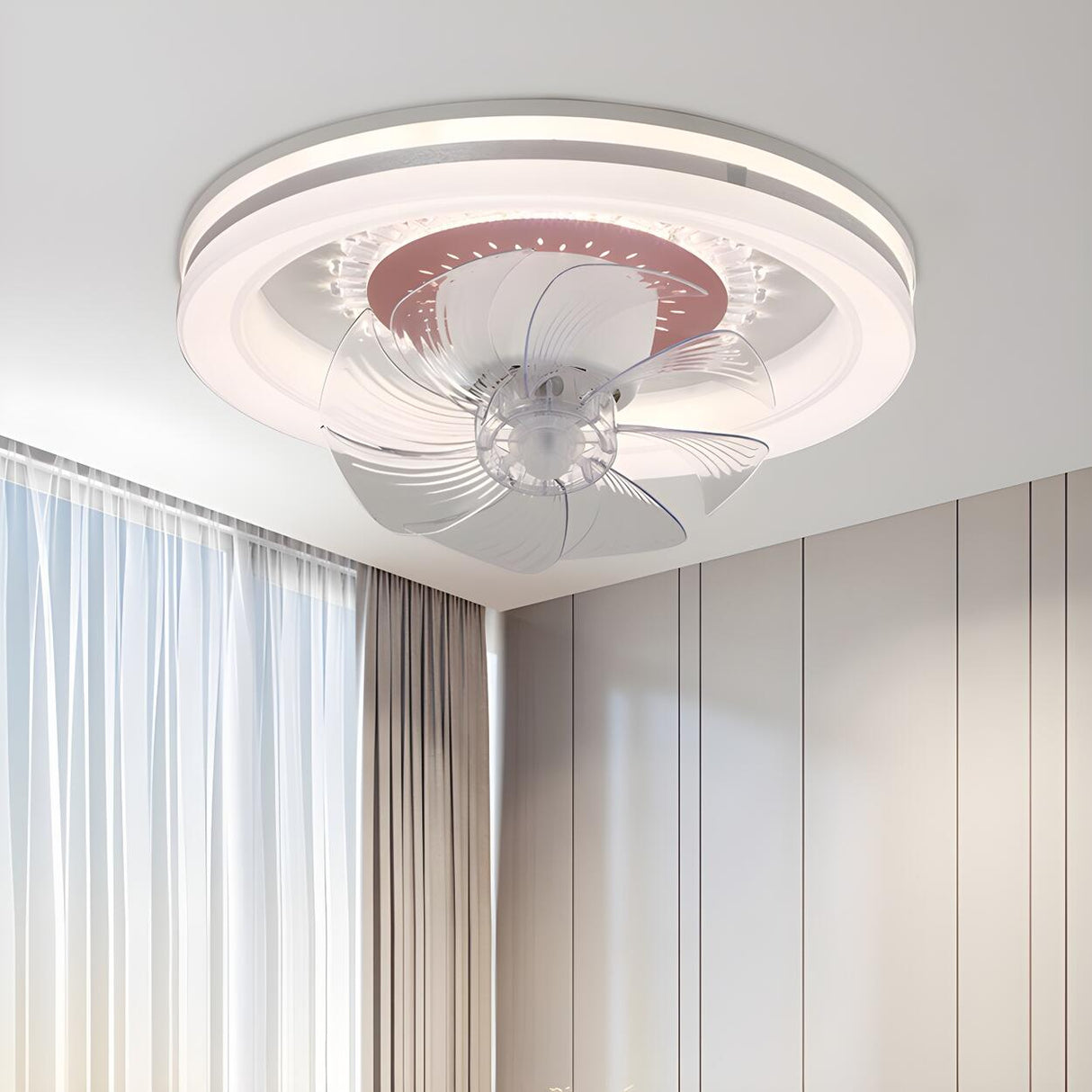 Contemporary Round Simple Ceiling Fan with LED Light Image - 1