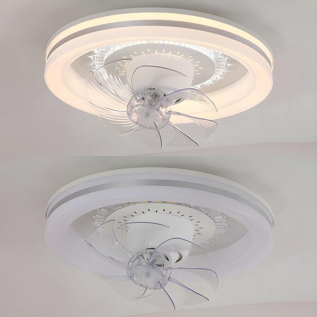 Contemporary Round Simple Ceiling Fan with LED Light Image - 11
