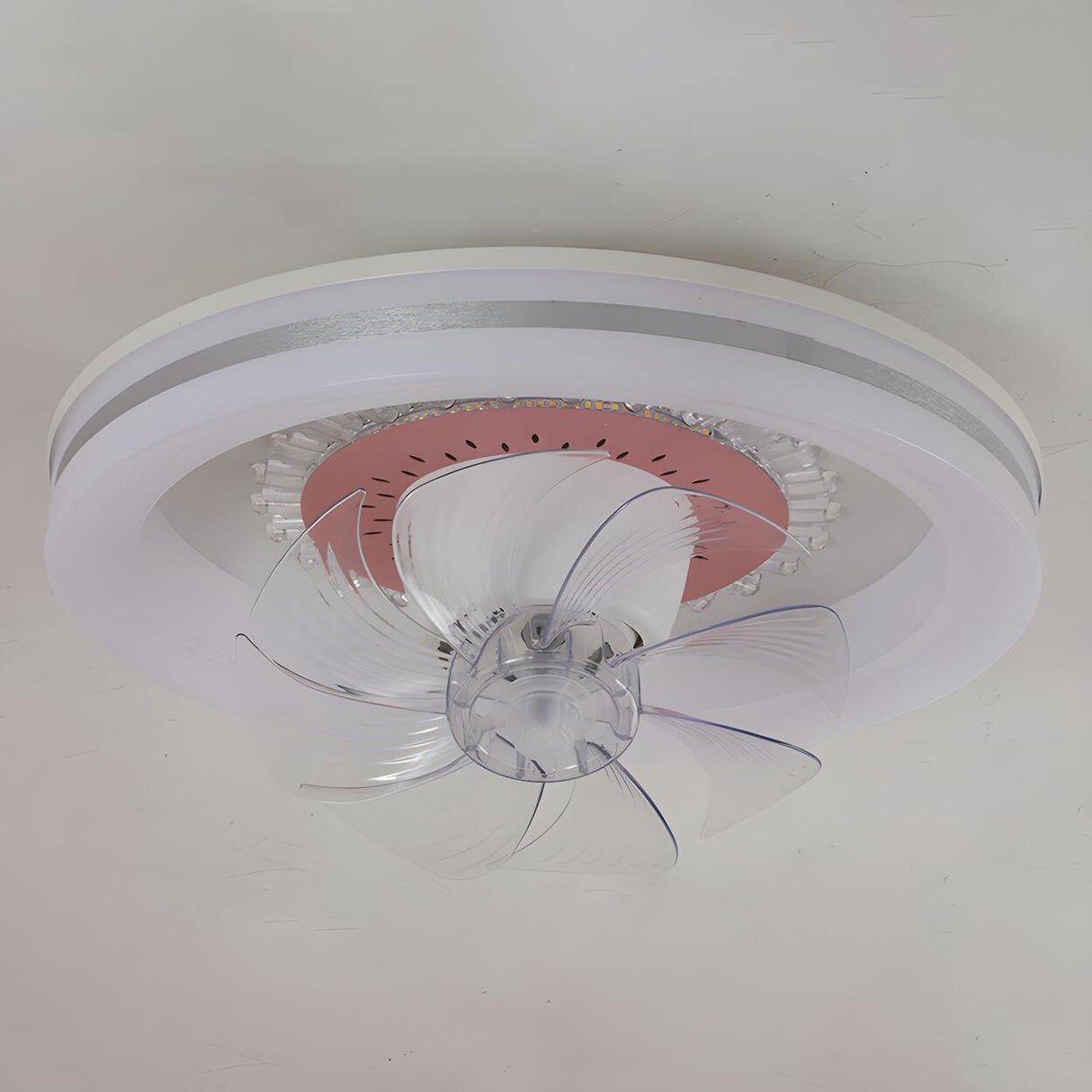 Contemporary Round Simple Ceiling Fan with LED Light Image - 12
