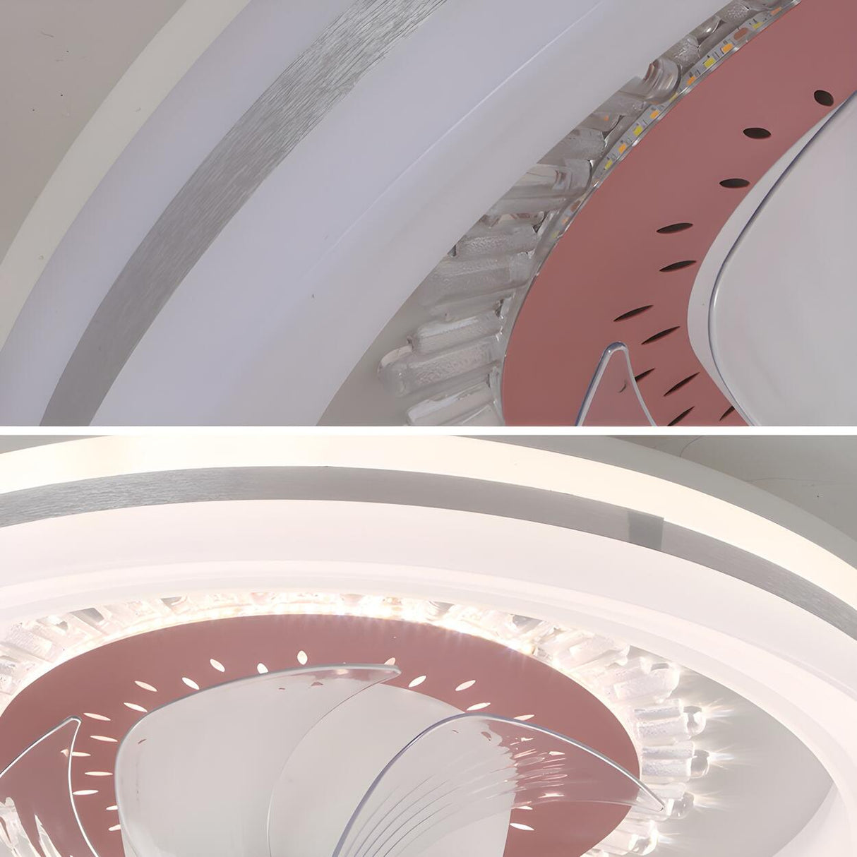 Contemporary Round Simple Ceiling Fan with LED Light Image - 4