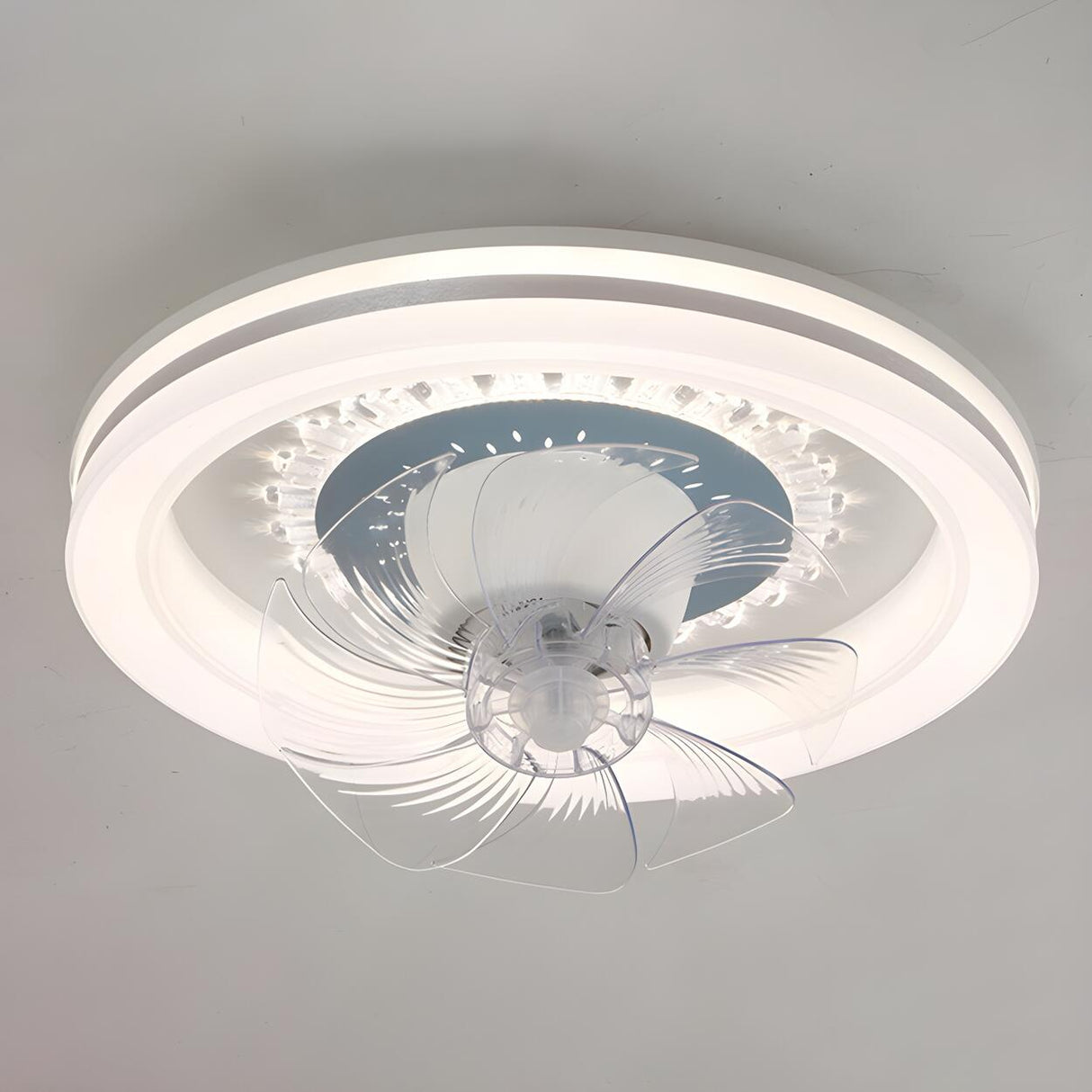 Contemporary Round Simple Ceiling Fan with LED Light Image - 7
