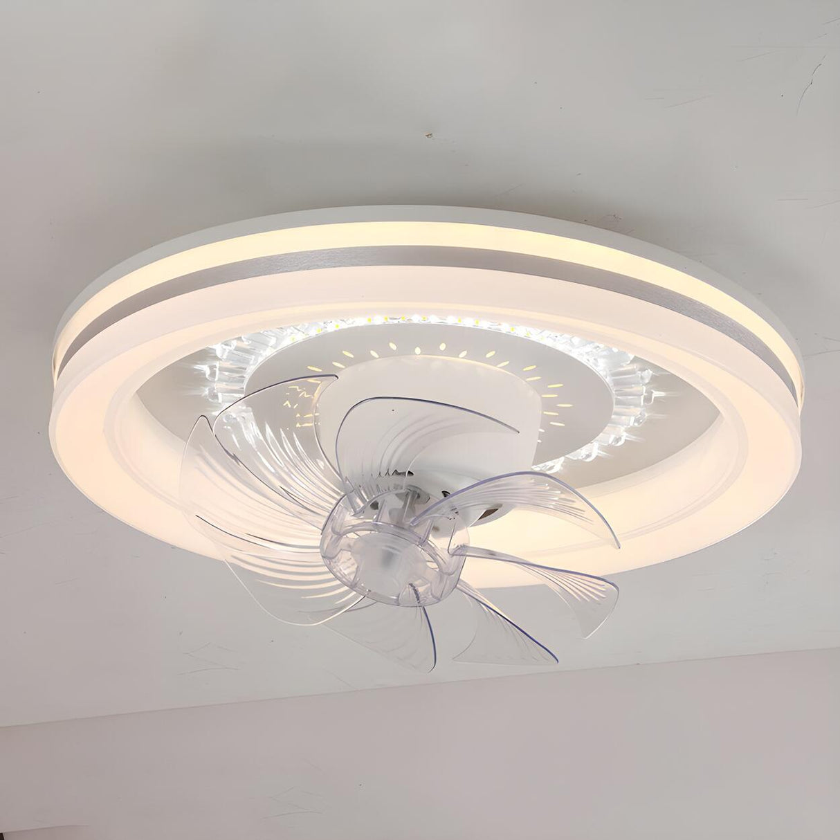 Contemporary Round Simple Ceiling Fan with LED Light Image - 8