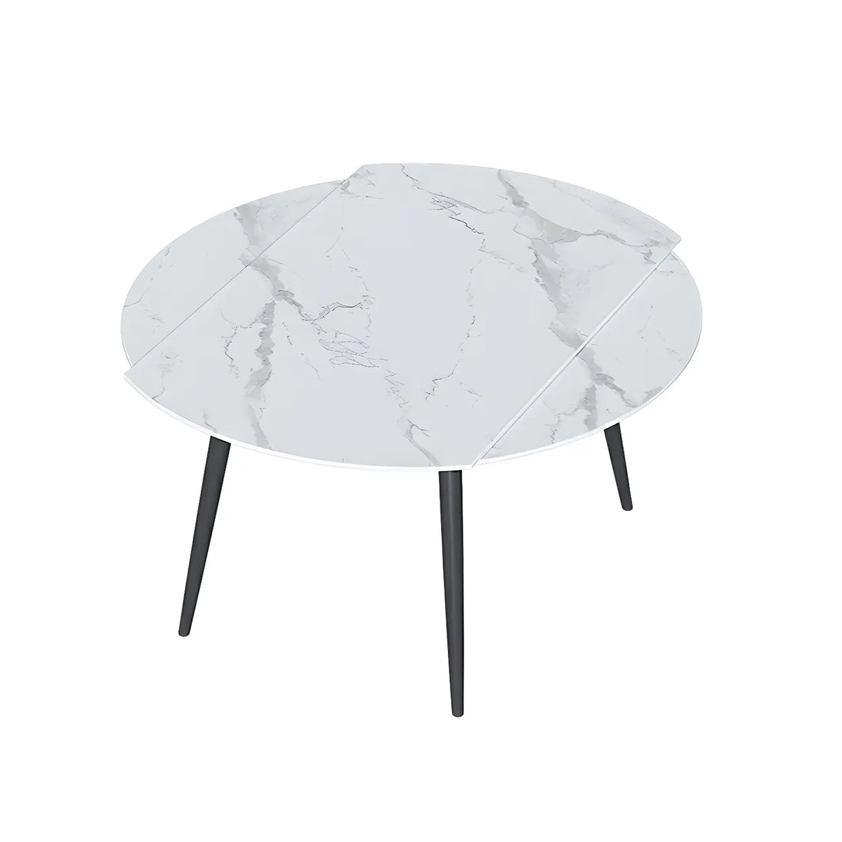 Contemporary Round Stone Dining Table Grey Extendable Image - 3