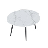 Contemporary Round Stone Dining Table Grey Extendable Image - 3