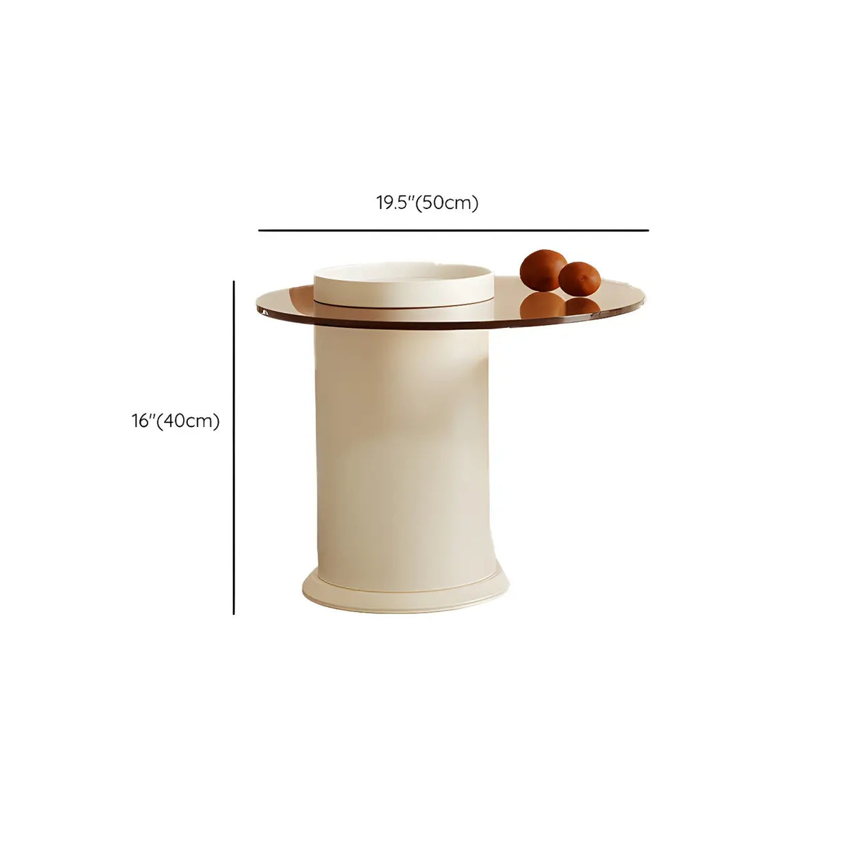 Contemporary Round White Stone Coffee Table with Storage 