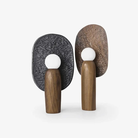 Contemporary Sculptural Integrated LED Wood Table Lamp Image - 1