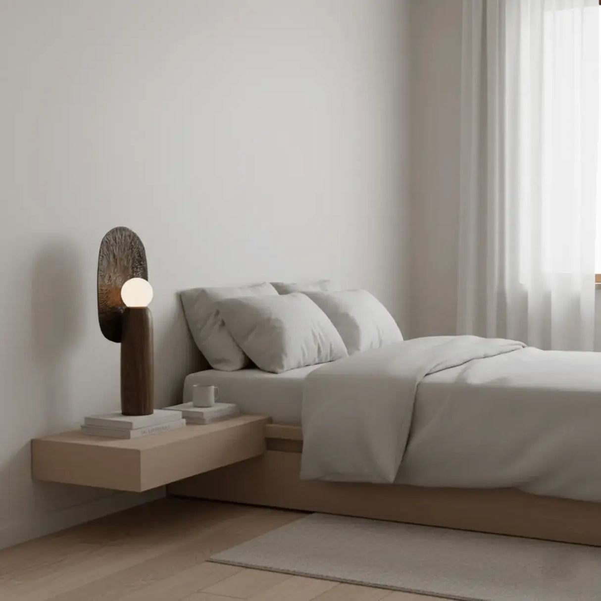 Contemporary Sculptural Integrated LED Wood Table Lamp Image - 14